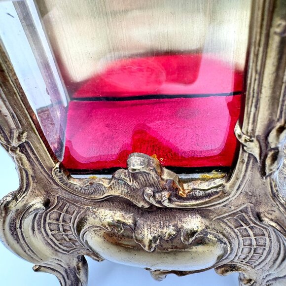 Miniature Gold Metal French Style Vitrine Plastic Shelf insert Red Velvet - Picture 6 of 16